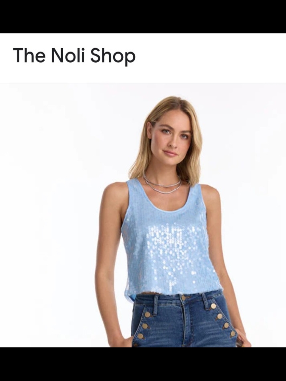 Women's Light Blue Sequin Tank Top